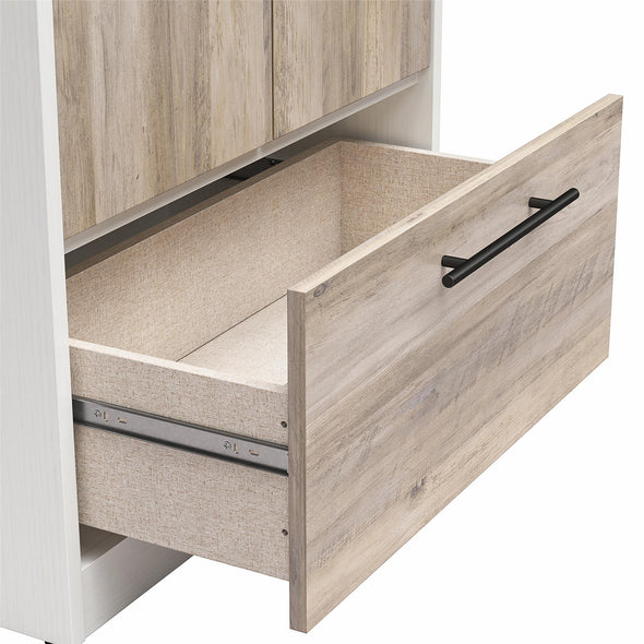 Pinnacle Full Wall Bed Bundle with 2 Wardrobe Side Cabinets  - Gray Oak - Full