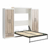 Pinnacle Queen Wall Bed Bundle with 2 Wardrobe Side Cabinets  - Gray Oak - Queen