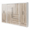 Pinnacle Full Wall Bed Bundle with 2 Wardrobe Side Cabinets  - Gray Oak - Full