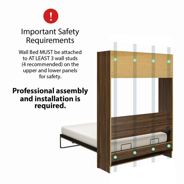 Paramount Queen Wall Bed Bundle with 2 Bedside Storage Cabinets & 8" Memory Foam Mattress - Ivory Oak - Queen