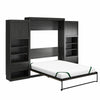 Paramount Queen Wall Bed Bundle with 2 Bedside Storage Cabinets & 8" Memory Foam Mattress - Black Oak - Queen