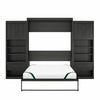 Paramount Queen Wall Bed Bundle with 2 Bedside Storage Cabinets & 8" Memory Foam Mattress - Black Oak - Queen