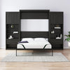 Paramount Queen Wall Bed Bundle with 2 Bedside Storage Cabinets & 8" Memory Foam Mattress - Black Oak - Queen