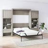 Paramount Queen Wall Bed Bundle with 2 Bedside Storage Cabinets & 8" Memory Foam Mattress - Gray Oak - Queen