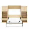 Paramount Queen Wall Bed Bundle with 2 Bedside Storage Cabinets & 8" Memory Foam Mattress - Light Oak - Queen