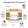 Paramount Queen Wall Bed Bundle with 2 Bedside Storage Cabinets & 8" Memory Foam Mattress - Light Oak - Queen