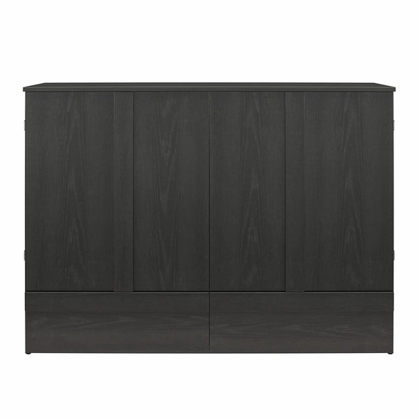 Paramount Queen Trifold Cabinet Bed with Mattress and Storage Drawers - Black Oak - Queen