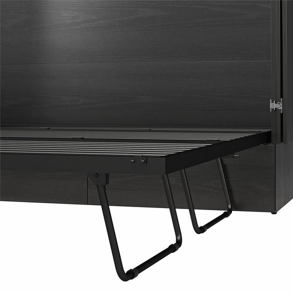 Paramount Queen Trifold Cabinet Bed with Mattress and Storage Drawers - Black Oak - Queen