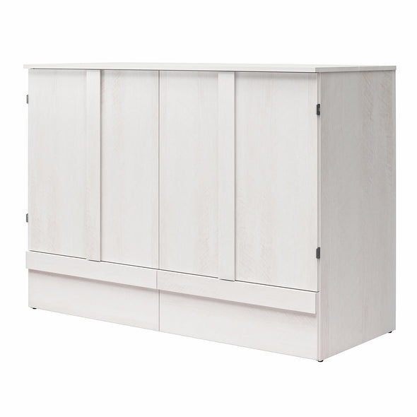 Paramount Queen Trifold Cabinet Bed with Mattress and Storage Drawers - Ivory Oak - Queen