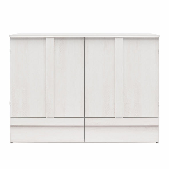 Paramount Queen Trifold Cabinet Bed with Mattress and Storage Drawers - Ivory Oak - Queen