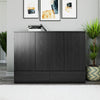 Paramount Queen Trifold Cabinet Bed with Mattress and Storage Drawers - Black Oak - Queen