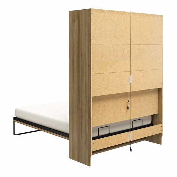 Signature Sleep Impressions Queen Murphy Bed with Gallery Shelf & Touch Sensor LED Lighting, - Natural - Queen