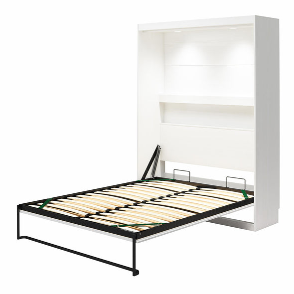 Impressions Full Wall Bed with Gallery Shelf & Touch Sensor LED Lighting - White