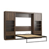 Paramount Full Murphy Bed Bundle with 2 Bedside Bookcase Cabinets & Slide-Out Nightstands - Columbia Walnut - Full