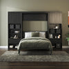 Paramount Full Murphy Bed Bundle with 2 Bedside Bookcase Cabinets & Slide-Out Nightstands - Black Oak - Full