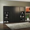 Paramount Full Murphy Bed Bundle with 2 Bedside Bookcase Cabinets & Slide-Out Nightstands - Black Oak - Full