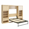 Paramount Full Murphy Bed Bundle with 2 Bedside Bookcase Cabinets & Slide-Out Nightstands - Monterey Oak - Full