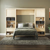 Paramount Full Murphy Bed Bundle with 2 Bedside Bookcase Cabinets & Slide-Out Nightstands - Monterey Oak - Full