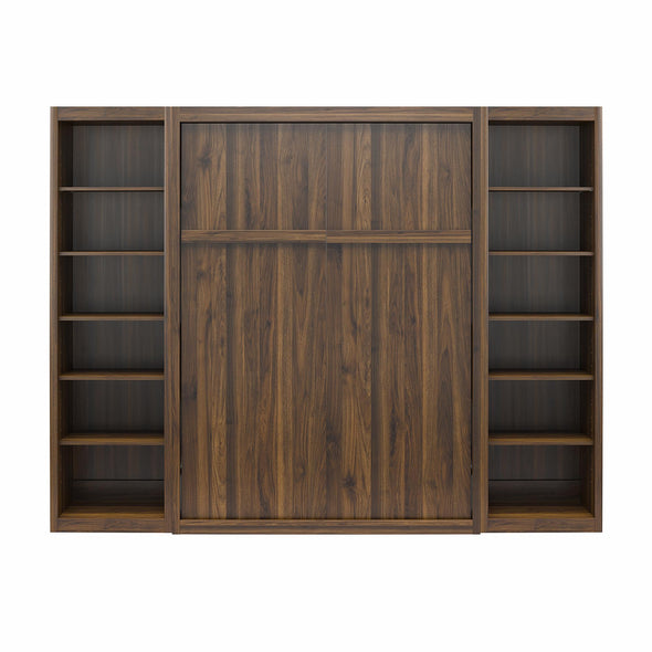 Signature Sleep Paramount Full Murphy Bed Bundle with 2 Open Storage Side Cabinets - Columbia Walnut - Full