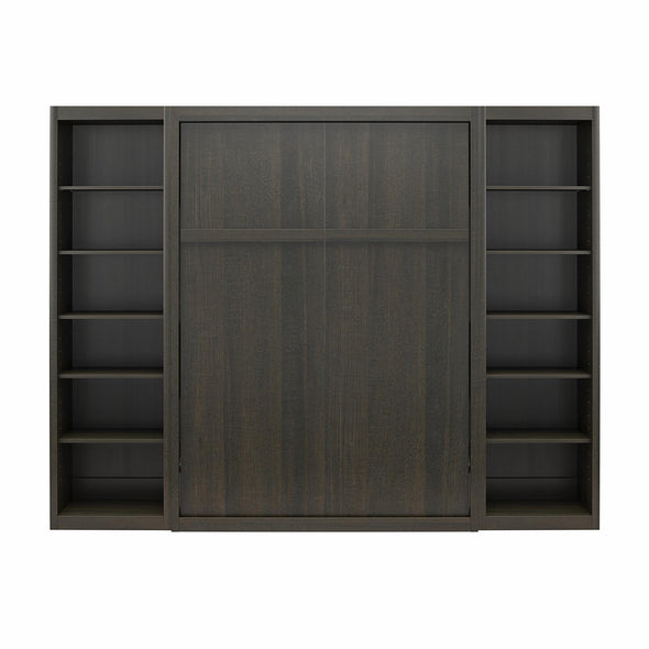 Signature Sleep Paramount Full Murphy Bed Bundle with 2 Open Storage Side Cabinets - Espresso - Full