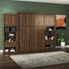 Signature Sleep Paramount Queen Murphy Bed Bundle, 2 Bedside Bookcase Cabinets & Slide-Out Nightstands - Columbia Walnut - Queen