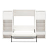 Signature Sleep Paramount Queen Murphy Bed Bundle, 2 Bedside Bookcase Cabinets & Slide-Out Nightstands - Ivory Oak - Queen