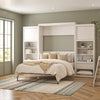 Signature Sleep Paramount Queen Murphy Bed Bundle, 2 Bedside Bookcase Cabinets & Slide-Out Nightstands - Ivory Oak - Queen