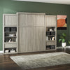 Signature Sleep Paramount Queen Murphy Bed Bundle, 2 Bedside Bookcase Cabinets & Slide-Out Nightstands - Gray Oak - Queen