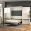 Signature Sleep Paramount Queen Murphy Bed Bundle with 2 Vanity/Desk Storage Cabinets with Drawers - Ivory Oak - Queen