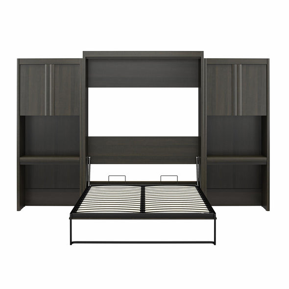 Signature Sleep Paramount Queen Murphy Bed Bundle with 2 Vanity/Desk Storage Cabinets with Drawers - Espresso - Queen