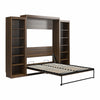 Signature Sleep Paramount Queen Murphy Bed Bundle with 2 Open Storage Side Cabinets - Columbia Walnut - Queen