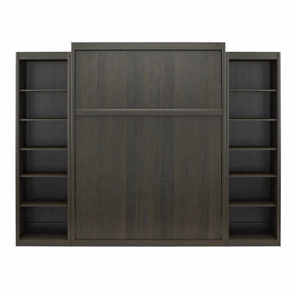 Signature Sleep Paramount Queen Murphy Bed Bundle with 2 Open Storage Side Cabinets - Espresso - Queen