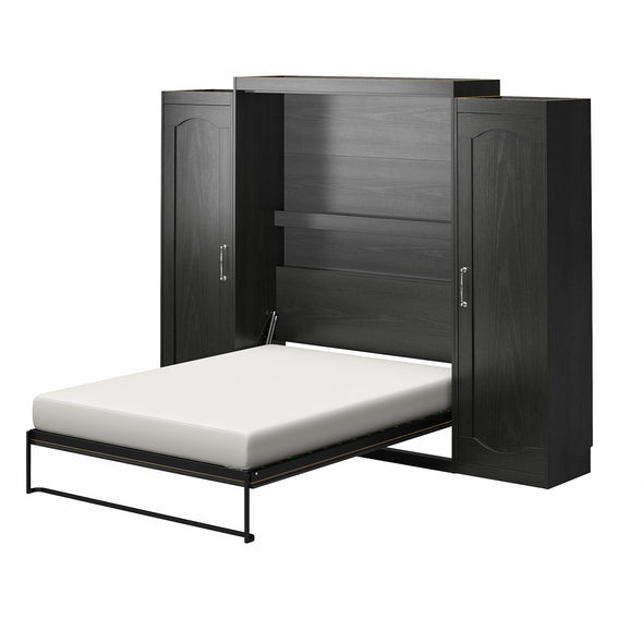 Novogratz Her Majesty Queen Murphy Bed Combo with 2 Storage Wardrobes - Black Oak - Queen