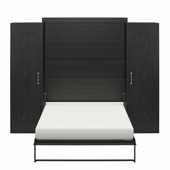 Novogratz Her Majesty Queen Murphy Bed Combo with 2 Storage Wardrobes - Black Oak - Queen