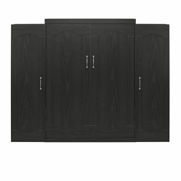 Novogratz Her Majesty Queen Murphy Bed Combo with 2 Storage Wardrobes - Black Oak - Queen