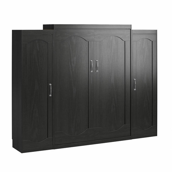 Novogratz Her Majesty Queen Murphy Bed Combo with 2 Storage Wardrobes - Black Oak - Queen