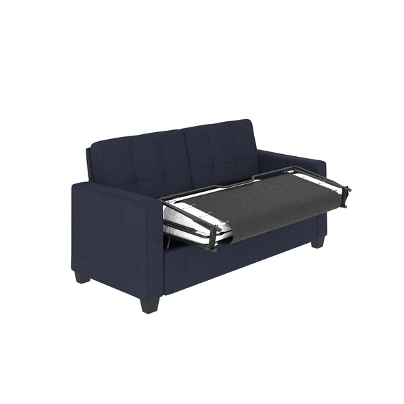 Devon Blue Linen Sleeper Sofa with Memory Foam Mattress - Blue Linen - Queen