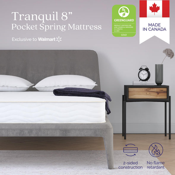 Signature Sleep Tranquil 8” Pocket Spring Mattress, Full - White - Full