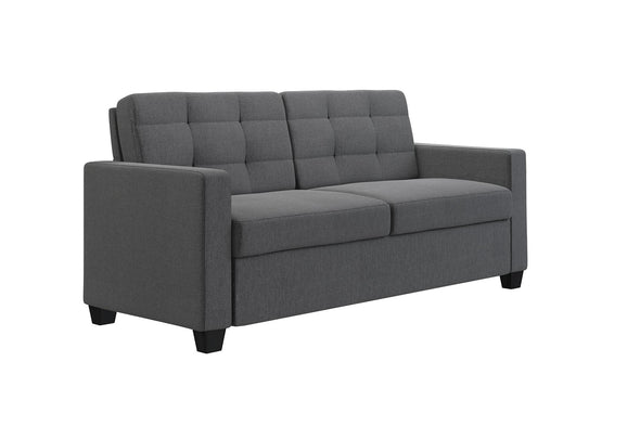 Devon Grey Linen Sleeper Sofa with Memory Foam Mattress - Gray - Queen