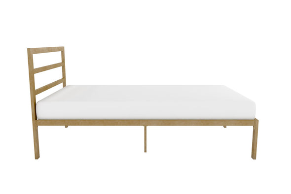 Premium Modern Platform Bed with Headboard - Gold - Twin