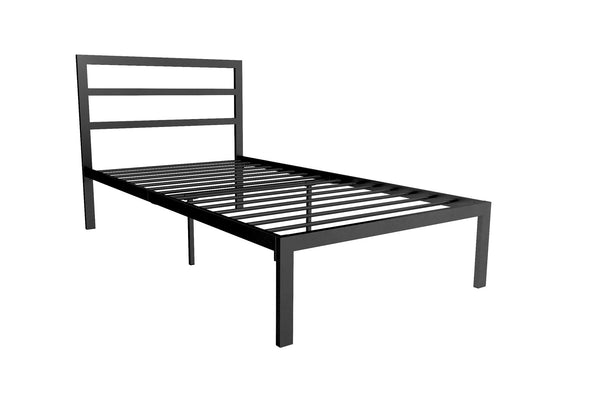 Premium Modern Platform Bed with Headboard - Black - King