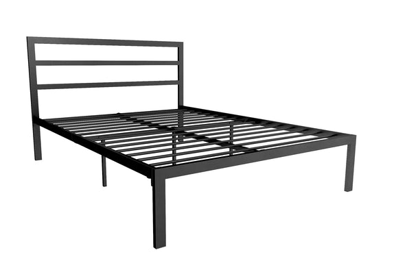 Premium Modern Platform Bed with Headboard - Black - Queen