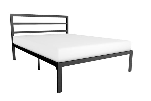 Premium Modern Platform Bed with Headboard - Black - Queen