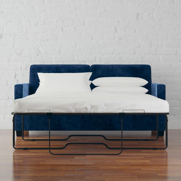Casey Velvet Size Sleeper Sofa with Memory Foam Mattress - Blue - Queen